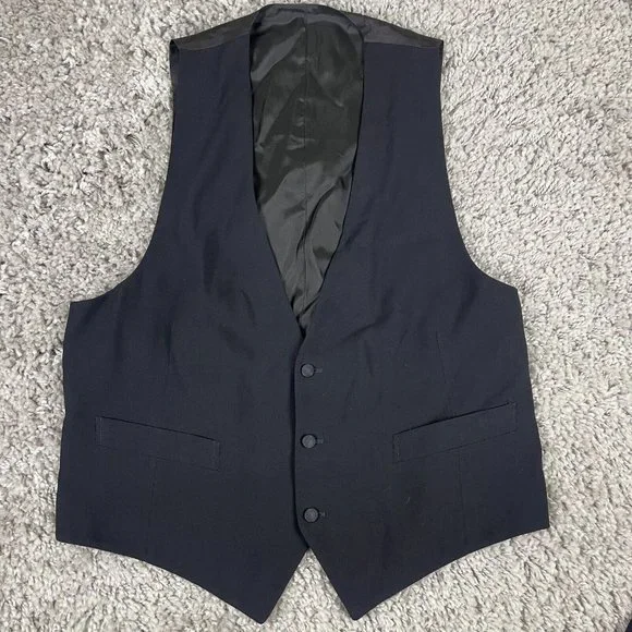 Vestimenta 2-Piece Suit Jacket Men's Size 40R Black Wool with Vest Made in Italy